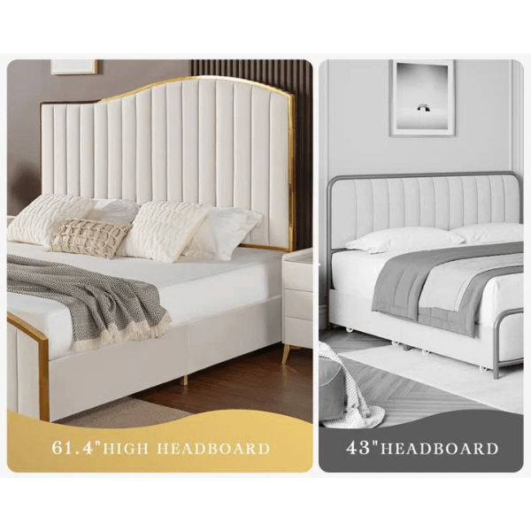 Marble Mist Bed Without Storage | King | Cream Fabric