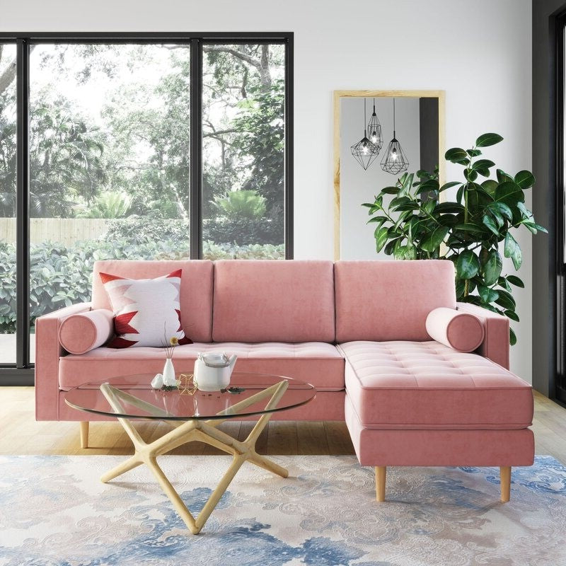 Noir L Shape Sofa | Pink | Facing Right