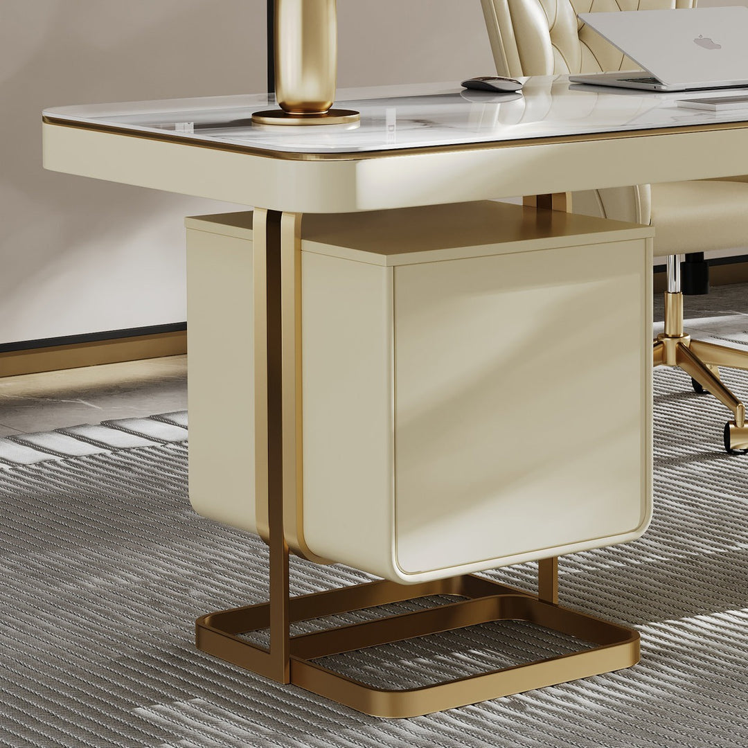 Joon Boss Table | White with Gold accents