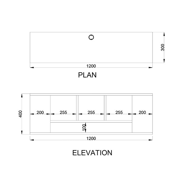 6 Box Wall Mount TV Unit | White