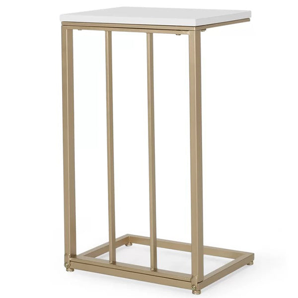 Tall Metal End Table | White