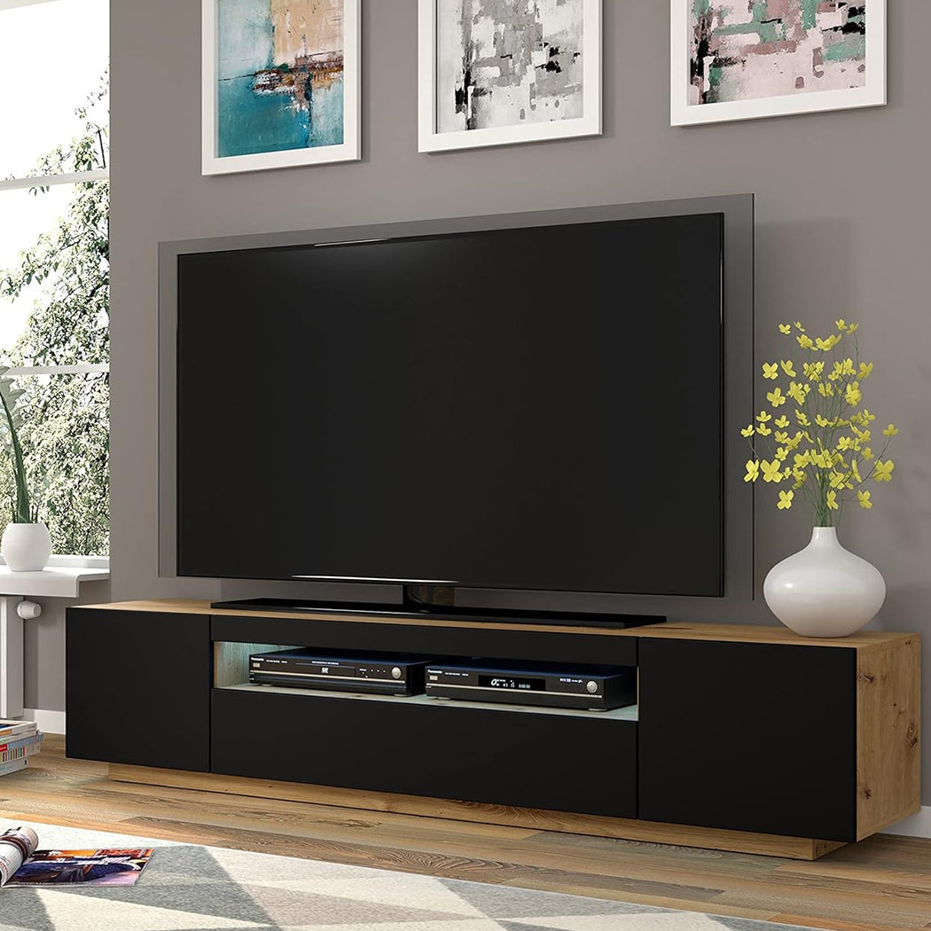 Nav Tv Stand | Large | Beech & Black Matte