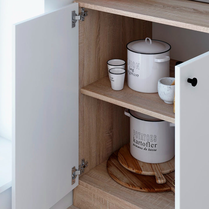 Reko Tall Crockery Unit |White/Beige
