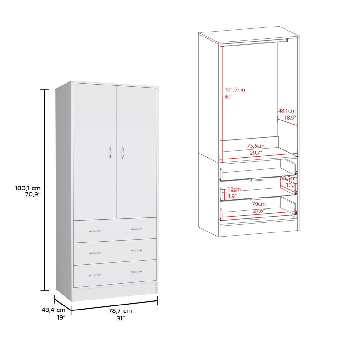 Noa 2 Door Wardrobe | White