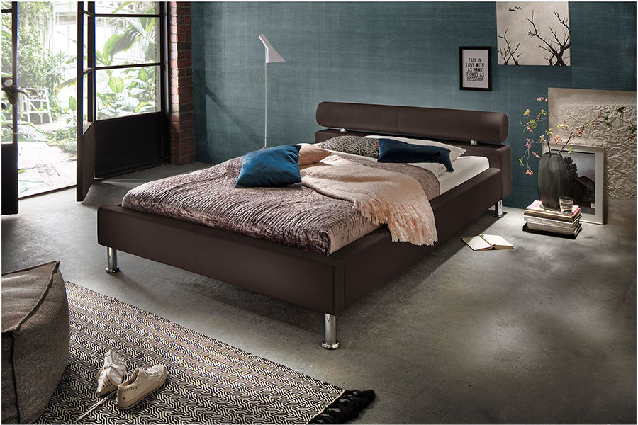 Issac Bed Without Storage | King | Brown Leatherette