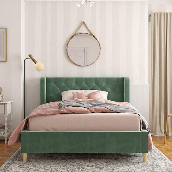 Rory Bed Without Storage | King | Green Fabric