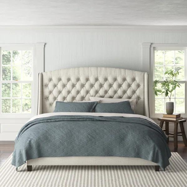 Harwick Bed Without Storage | King |Beige fabric