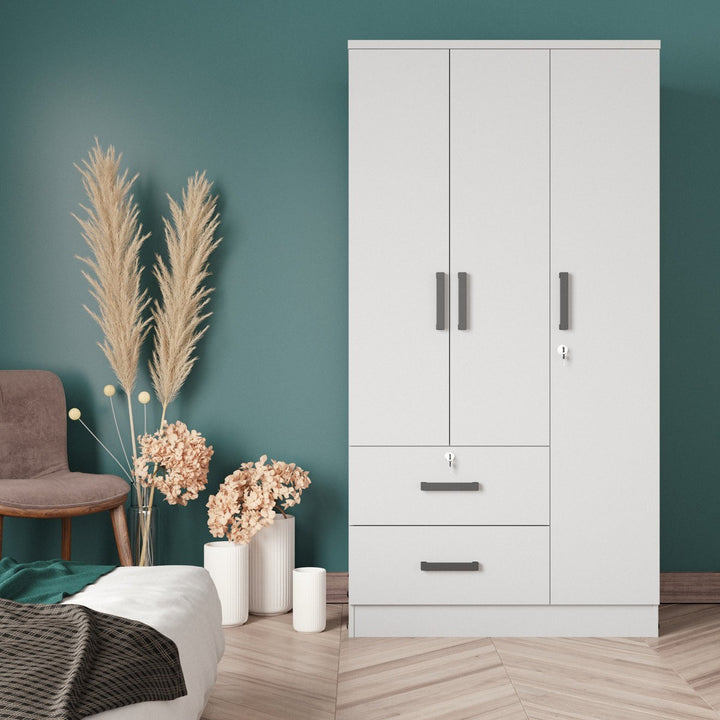 Minji 3 Door Wardrobe | White
