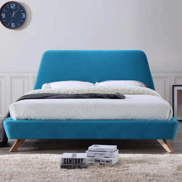 AristoCraft Bed Without Storage | King | Blue Fabric Upholstery