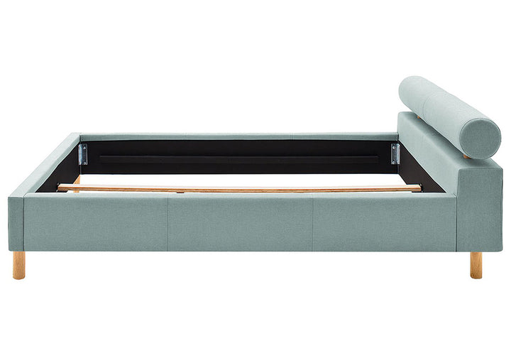 Issac Bed Without Storage | King | Pastel Blue Leatherette