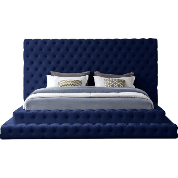 Pearl Bed Without Storage | King | Navy Fabric