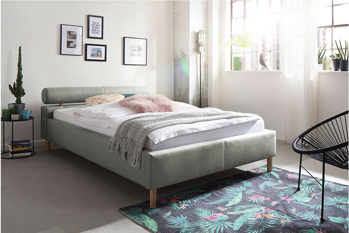 Issac Bed Without Storage | King | Grey Leatherette