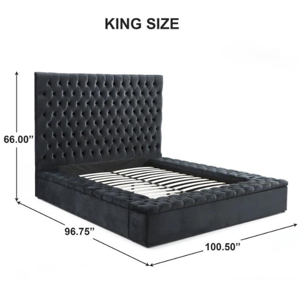 Ruby Rest Bed Without Storage | King | Black Fabric