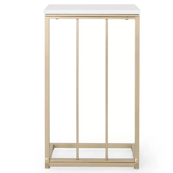 Tall Metal End Table | White