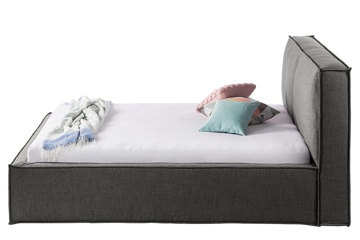 Samson Bed with Hydraulic Storage | King | Grey Fabric Upholstery