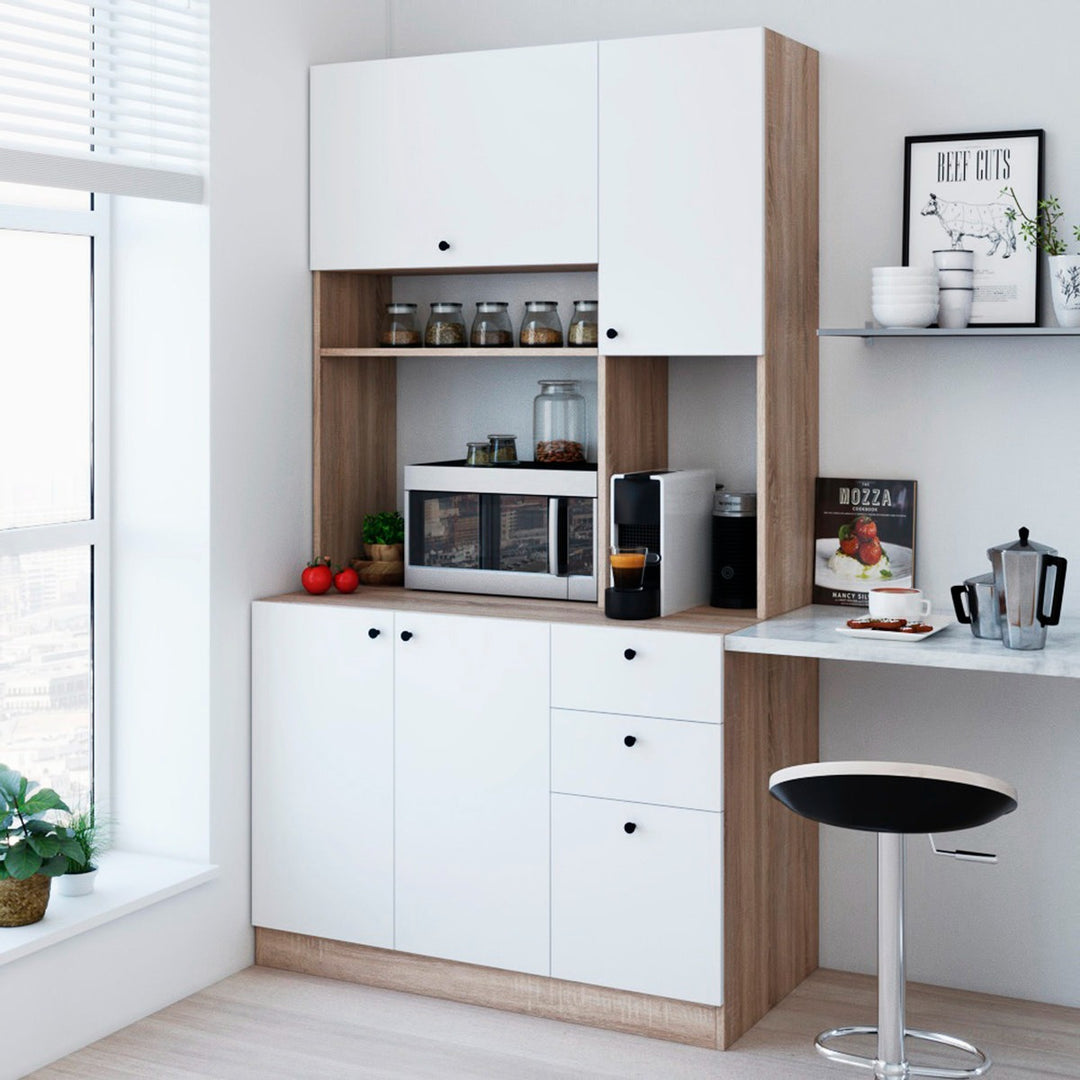 Reko Tall Crockery Unit |White/Beige
