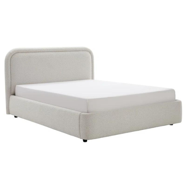 Bianco Bed Without Storage | King | Beige Fabric Upholstery