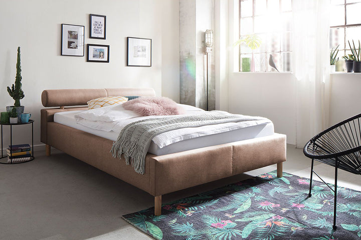 Issac Bed Without Storage | King | Pastel Pink Leatherette