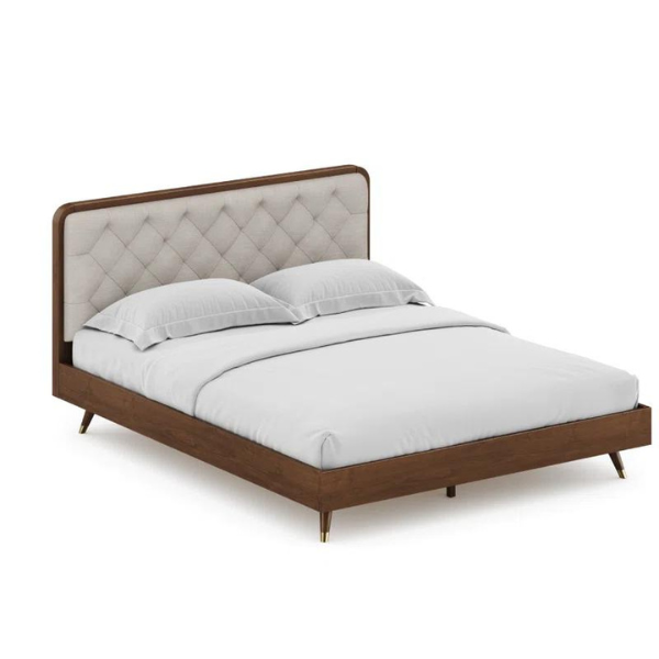 Regal Crest Wood Bed Without Storage | King | Beige Fabric