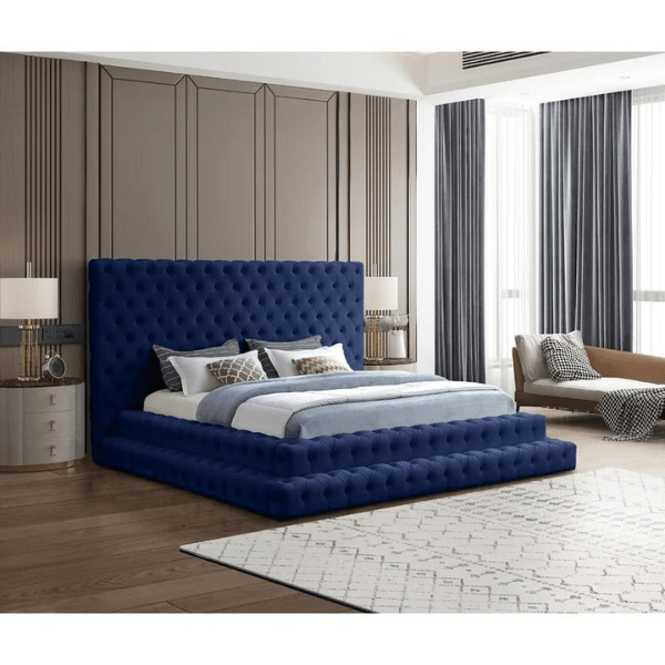 Pearl Bed Without Storage | King | Navy Fabric