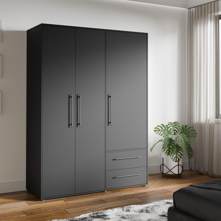 Tyun 3 Door Wardrobe | Black