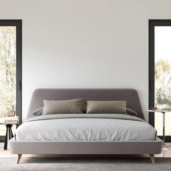 AristoCraft Bed Without Storage | King | Grey Fabric Upholstery