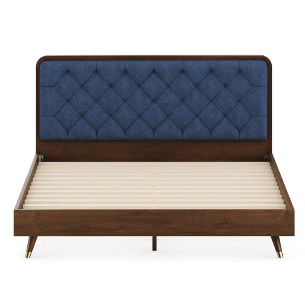 Regal Crest Wood Bed Without Storage | King | Navy Blue Fabric