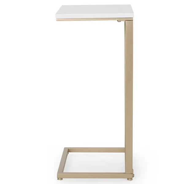 Tall Metal End Table | White