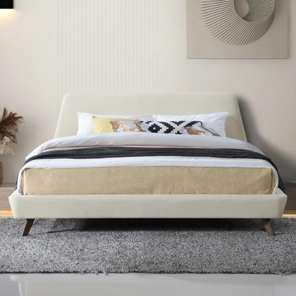 AristoCraft Bed Without Storage | King | Beige Fabric Upholstery