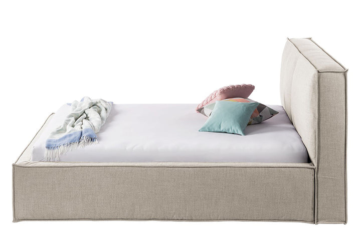 Samson Bed with Hydraulic Storage | King | Cream  Fabric Upholstery