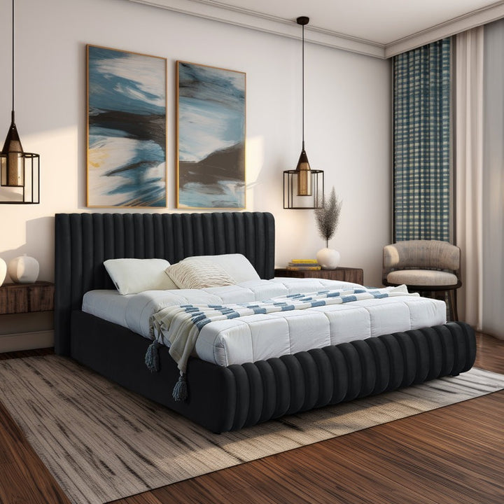 Kuro Bed without Storage | King | Black Fabric