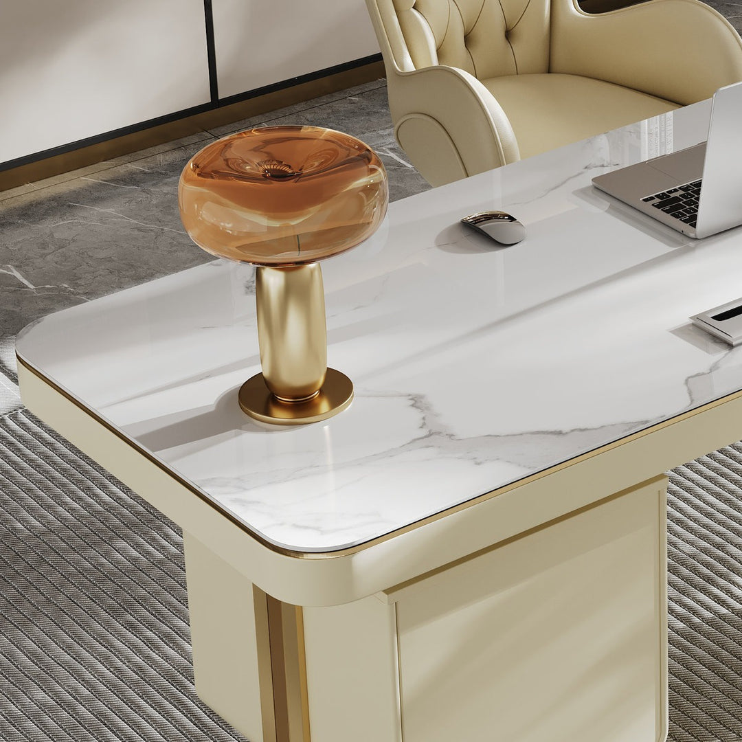 Joon Boss Table | White with Gold accents