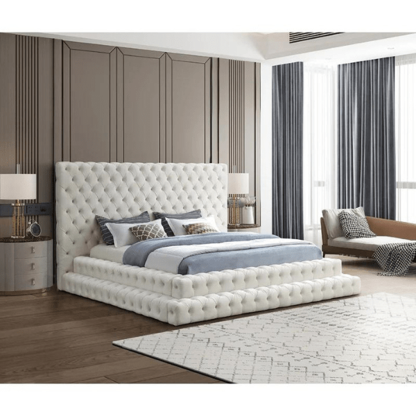 Pearl Bed Without Storage | King | White Fabric