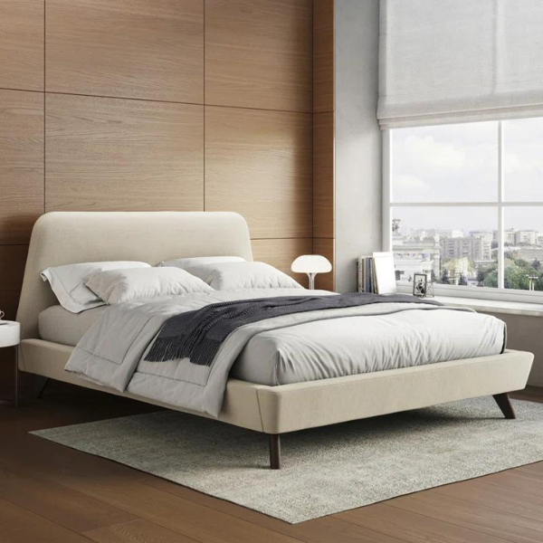 AristoCraft Bed Without Storage | King | Beige Fabric Upholstery