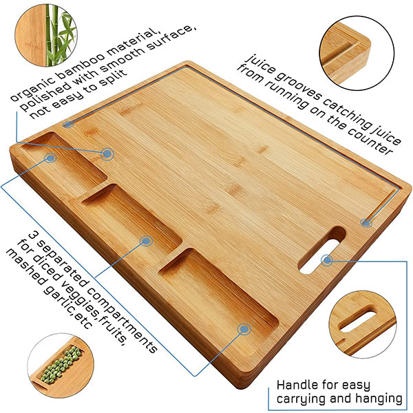 Juice Grooves Chopping Board | Rubberwood | Large