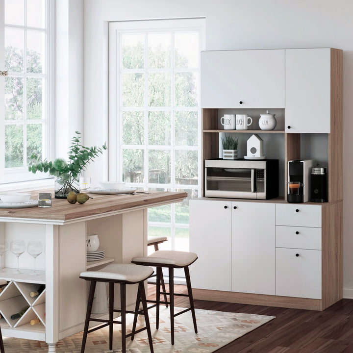 Reko Tall Crockery Unit |White/Beige