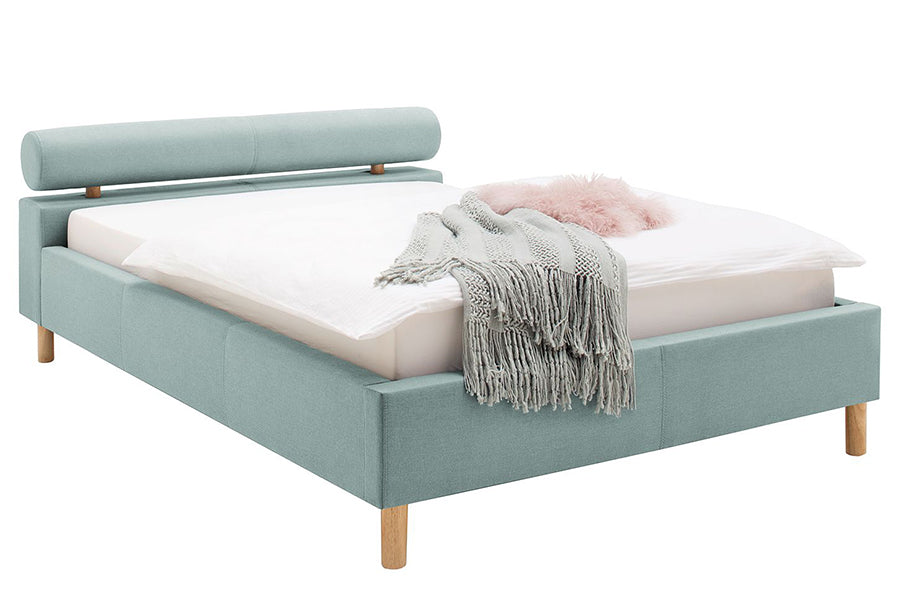 Issac Bed Without Storage | King | Pastel Blue Leatherette