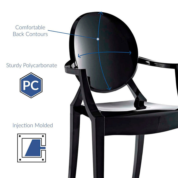 Saskia Arm Acrylic Chair | Black