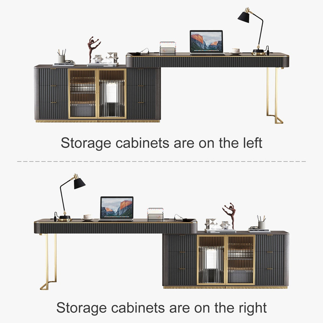 Temi Boss Table | Black with Gold accents