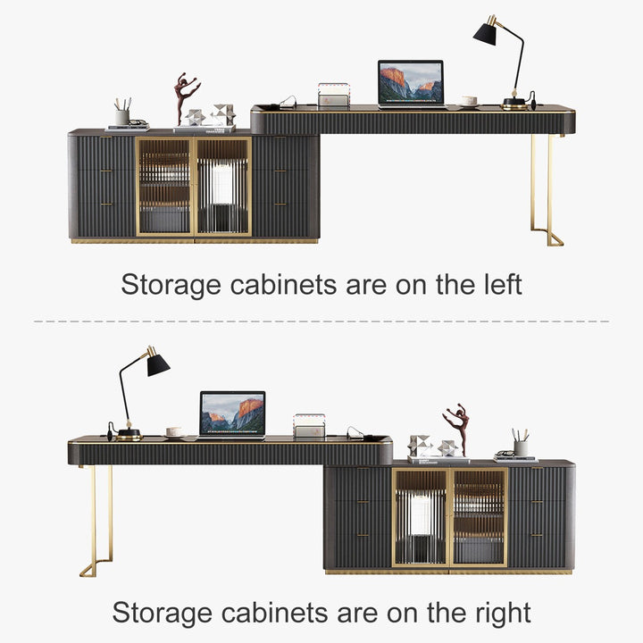Temi Boss Table | Black with Gold accents