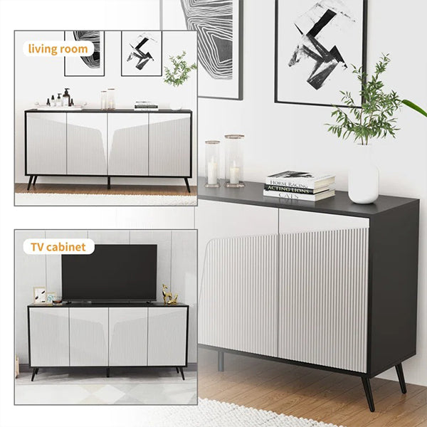 Embossed Sideboard & Cabinet | Small | White & Black