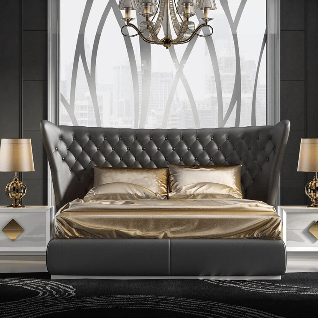 Jameson Bed Without Storage | King | Black Leatherette