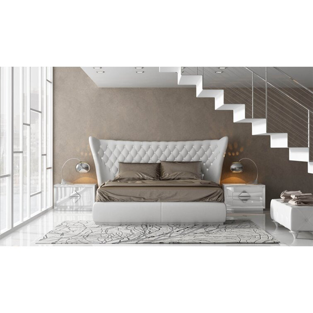 Jameson Bed Without Storage | King | White Leatherette