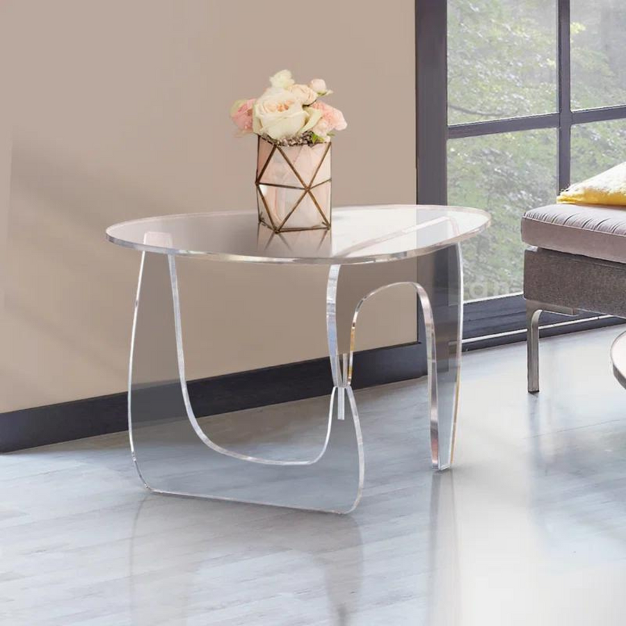 Aurora acrylic end table near window
