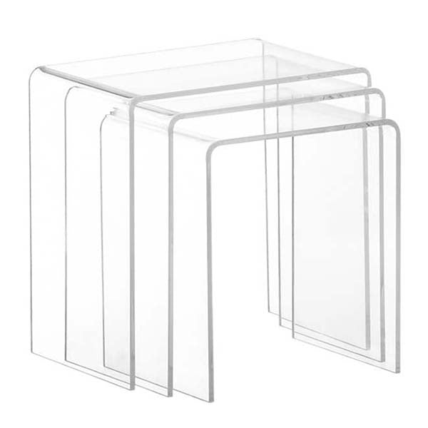 Bilty acrylic nesting table in white background
