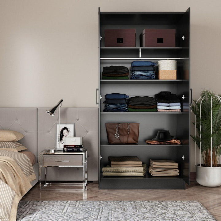 Modern 2-door wardrobe with open doors