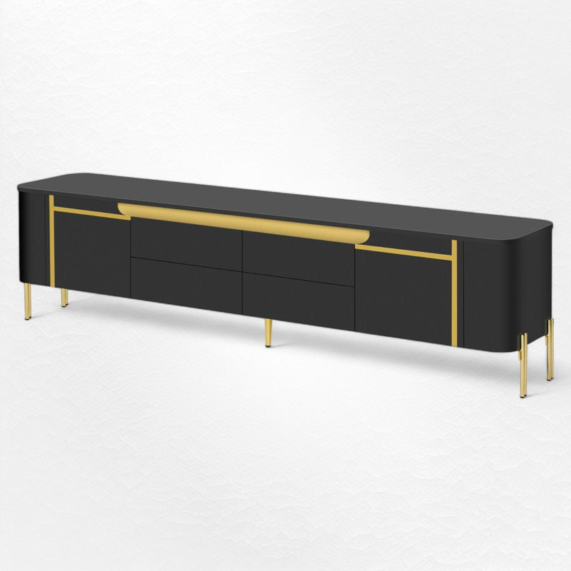 black tv unit with golden legs