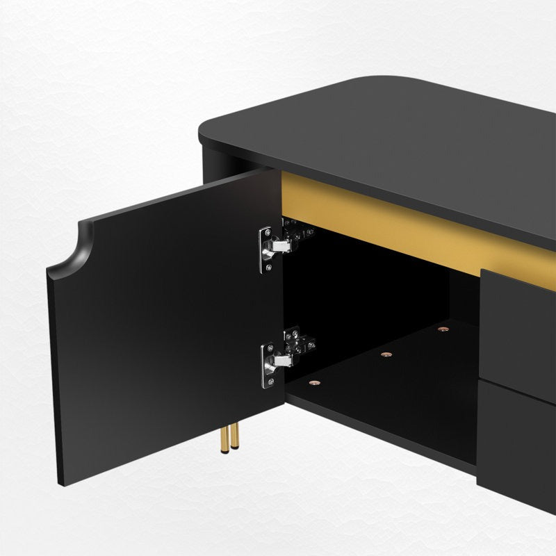 adjustable hinges of modern black tv unit