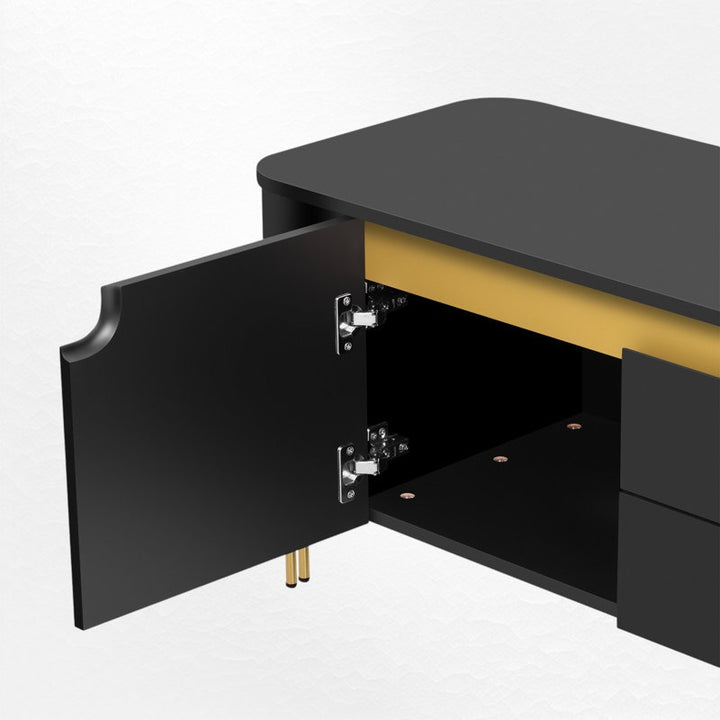 adjustable hinges of modern black tv unit