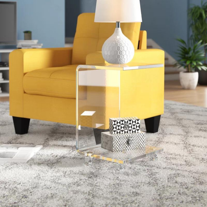 Modern C-Shaped Acrylic End Table